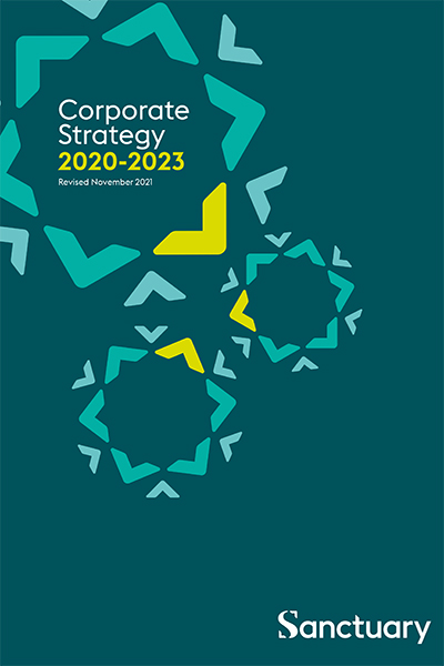 Front cover showing the Sanctuary Corporate Strategy 2020-2023