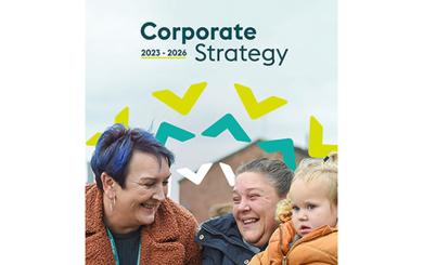Front cover showing the Sanctuary Corporate Strategy 2023-2026