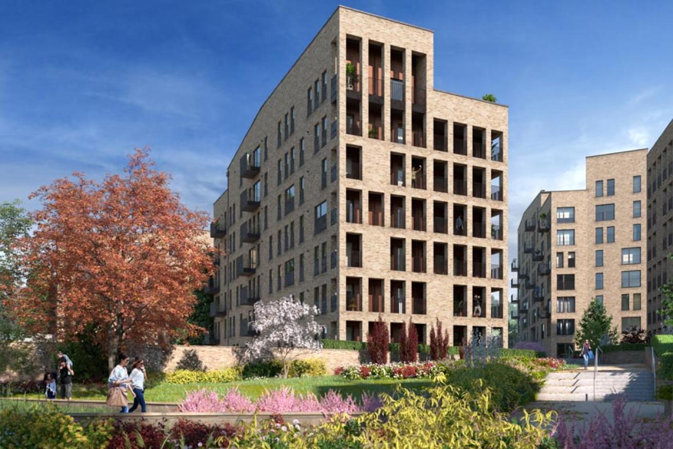 Computer generated representation of exterior of The Victoria development 