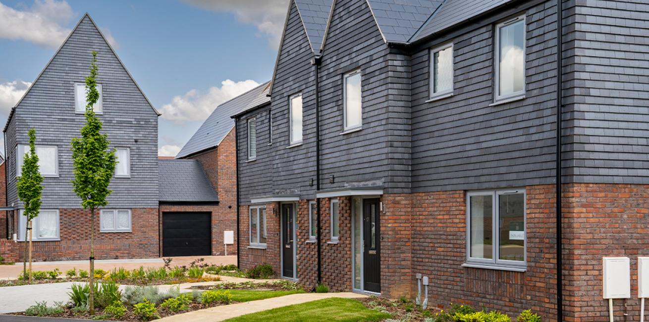 Street scene of the Abbey Meadows development