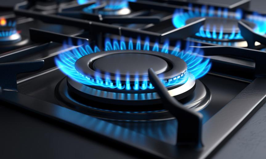 Gas hob switch on stock photo