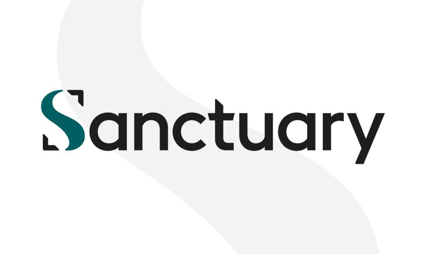 Sanctuary logo on white background with drop shadow