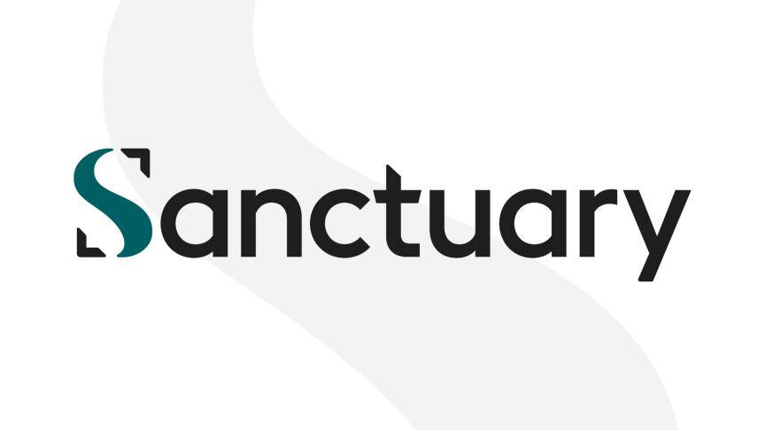 Sanctuary logo on white background with drop shadow