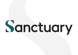 Sanctuary logo on white background with drop shadow Sanctuary logo on white background with drop shadow